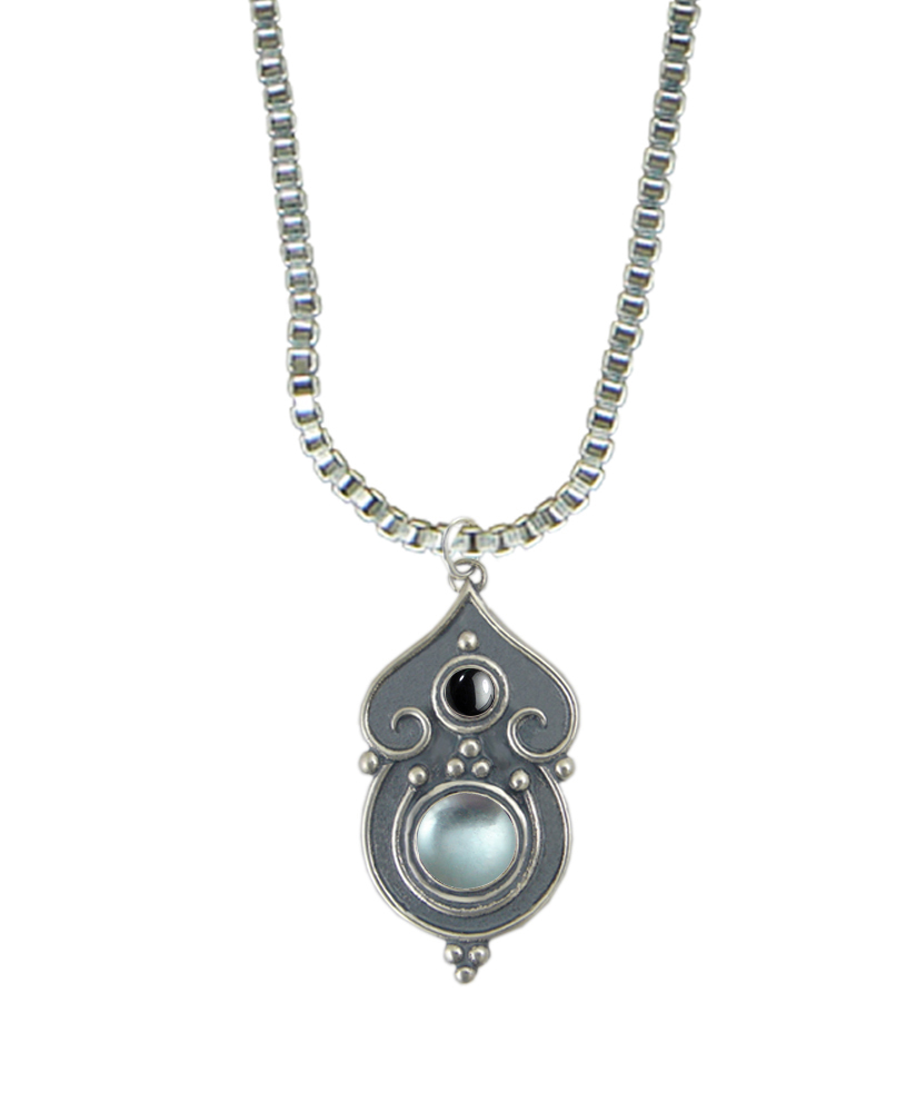 Sterling Silver Necklace Blue Topaz And Hematite